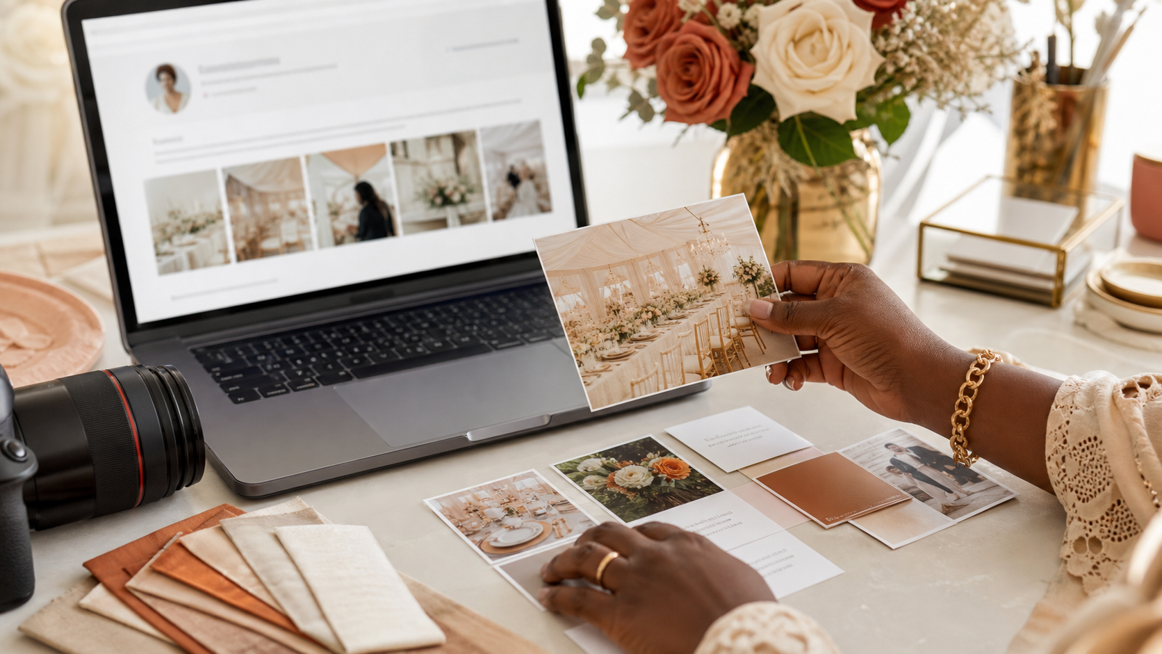 Vendor profile planning notes and wedding business workspace